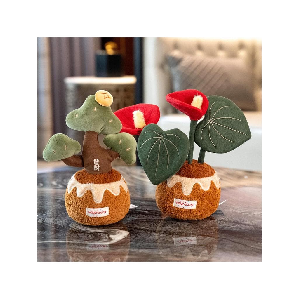 Bonito árvore da fortuna pequeno vaso boneca maçã árvore caqui árvore boneca brinquedo de pelúcia crianças meninas prese