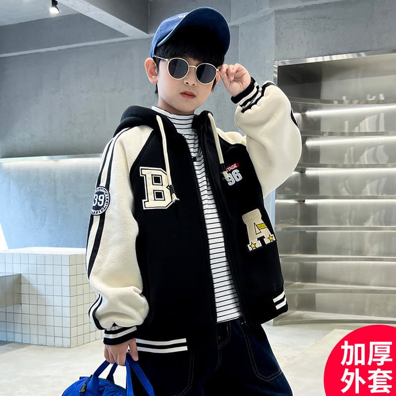 Meninos outono inverno algodão engrossado uniforme de beisebol jaqueta 2026 novo estilo médio grande crianças moda menin