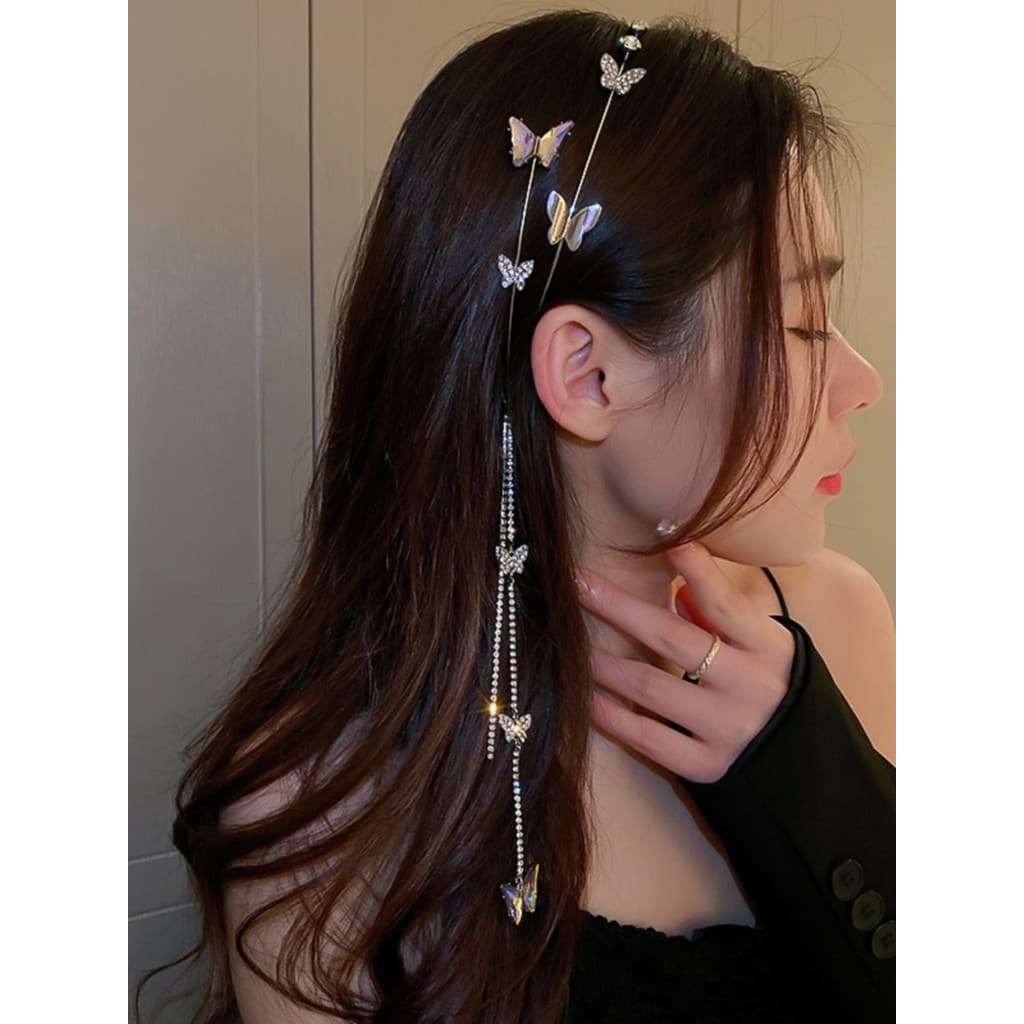 Primavera verão fada americano francês Hanfu bandana feminino borboleta fada borla Mori estilo Super fada cocar acessóri