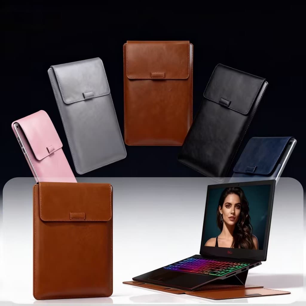 Mochila de notebook de alta qualidade com fecho magnético, couro, 13 a 16 polegadas, com suporte