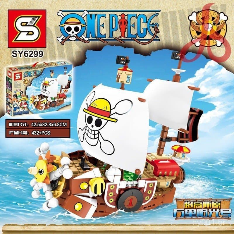 432 peças, brinquedo de navio de guerra Thousand Sunny de One Piece, compatível com blocos Lego, presentes BOMJ