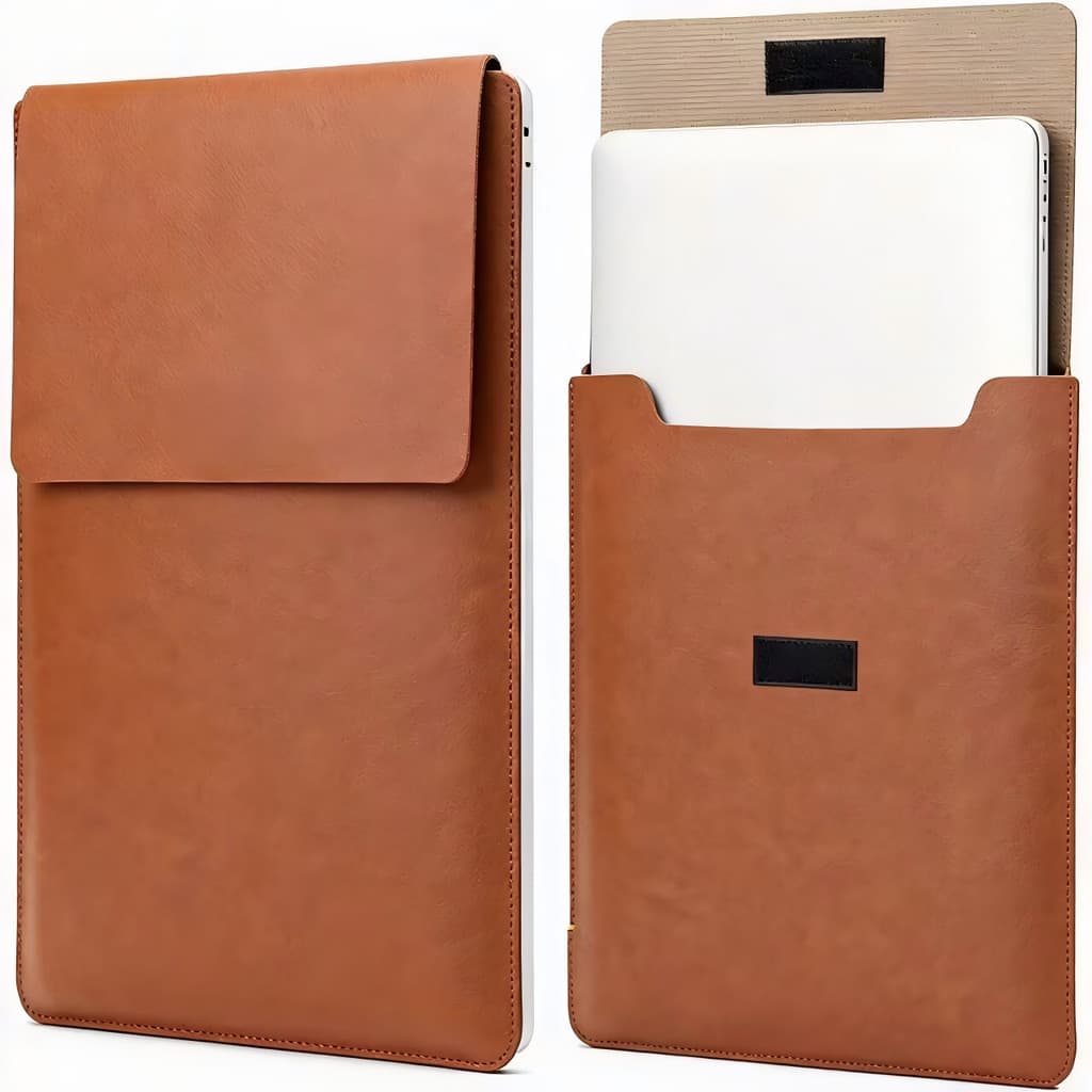 Mochila para notebook de alta qualidade, couro, 14 a 16 polegadas, com suporte e bolsa para carregador