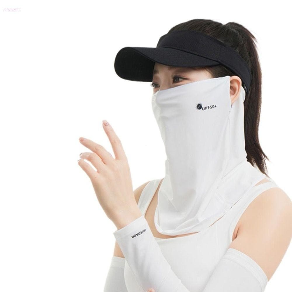 Véu Facial Protetor Solar ADAMES , Máscara De Seda Gelada De Verão Com Letras Respiráveis , Capa Decote Simples