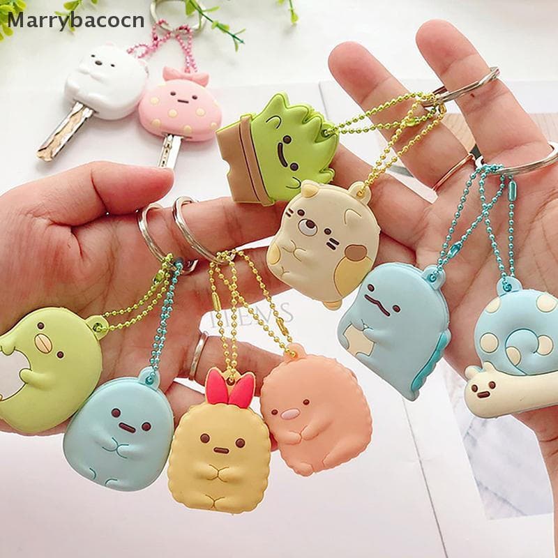 [MAR] Protetor De Chave Fofa Caso Acessórios Cute Beauty Cartoon Anime Conjunto De Chaveiro Soft Brinquedos De Cola COD