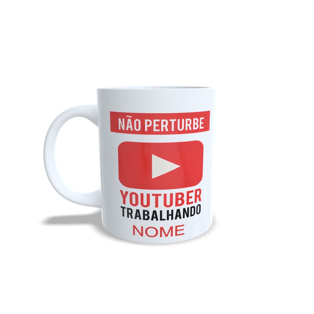 Caneca Personalizada não perturbe youtuber trabalhando