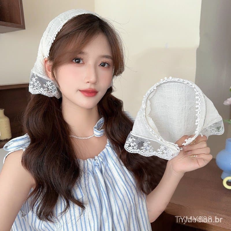 Lenço de Renda Francesa, Adequado para Acessórios de Cabelo em Fotos de Praia Femininas, Estilo Boêmio, Faixa de Cabeç