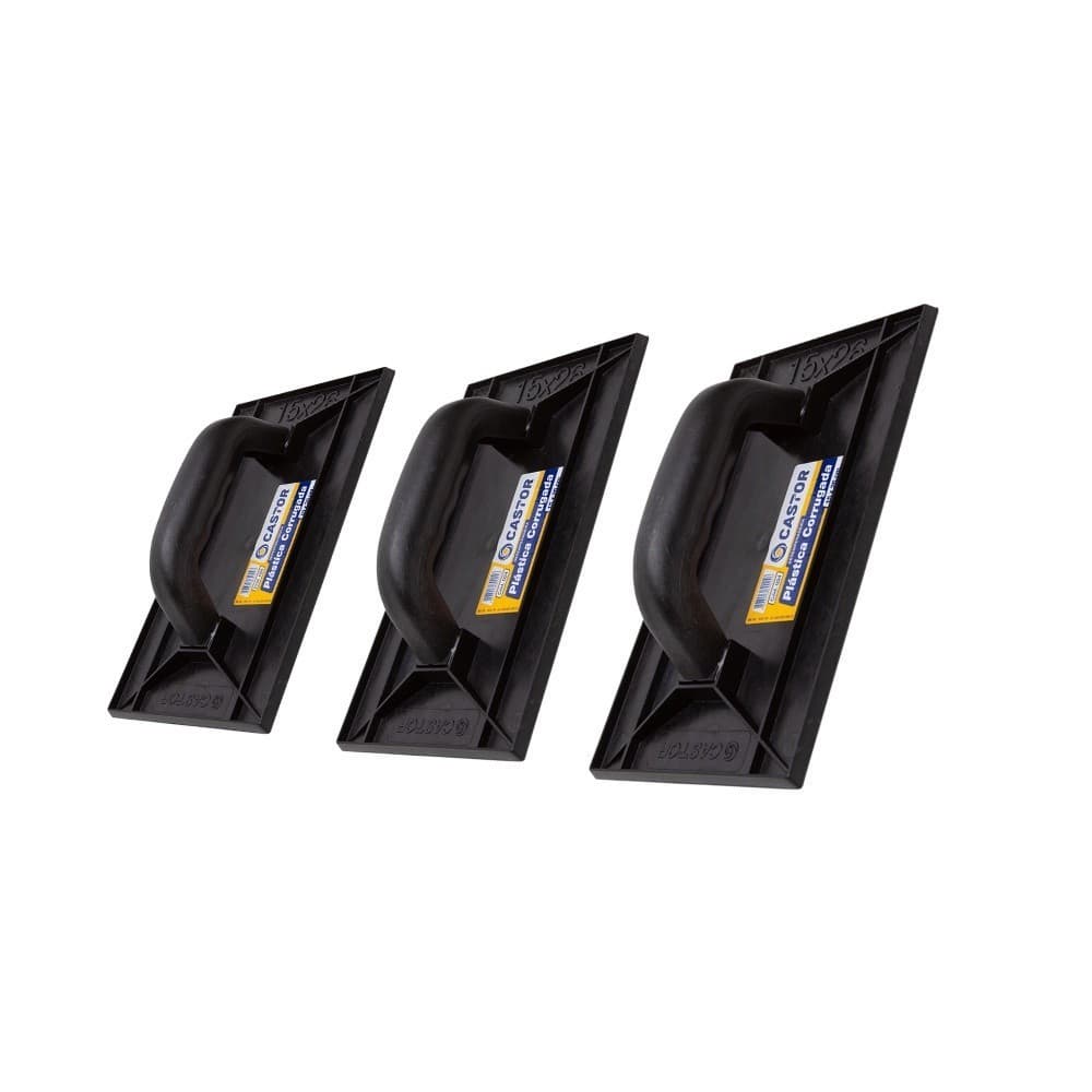 Kit 3 Desempenadeiras Corrugadas PVC 15X26cm  - Castor