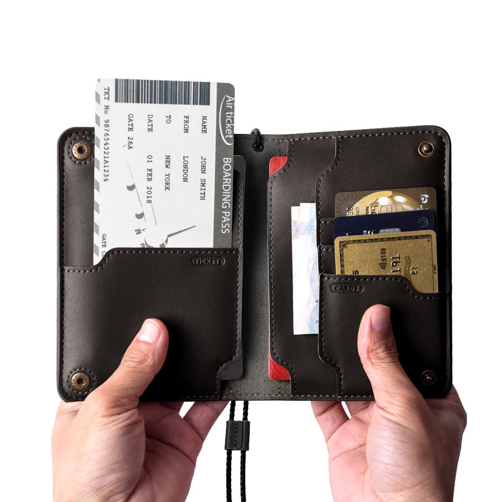 Cordão de couro para passaporte, portátil, porta-bilhetes de viagem, bolsa para documentos, bolsa macia para passaporte,