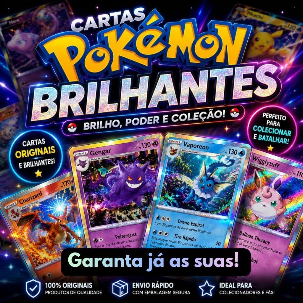 Kit Cartas Pokémon Holográficas EX Full Art | 10, 30 ou 50 Cartas Brilhantes