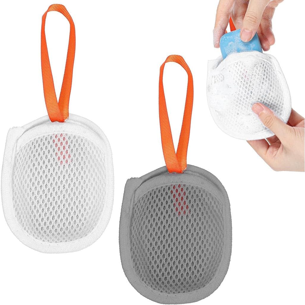 Saco De Sabonete De Malha De 2 Unidades , Espuma Esfoliante E Bolsa Secagem , Protetor De Sabonetes Com Design Camada Du