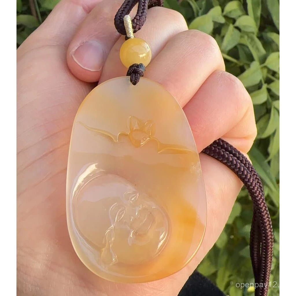 Pingente de Amuleto de Buda em Jade Huanglong Natural de Yunnan da Yang Yujia com Pequenas Imperfeições e Certificado -