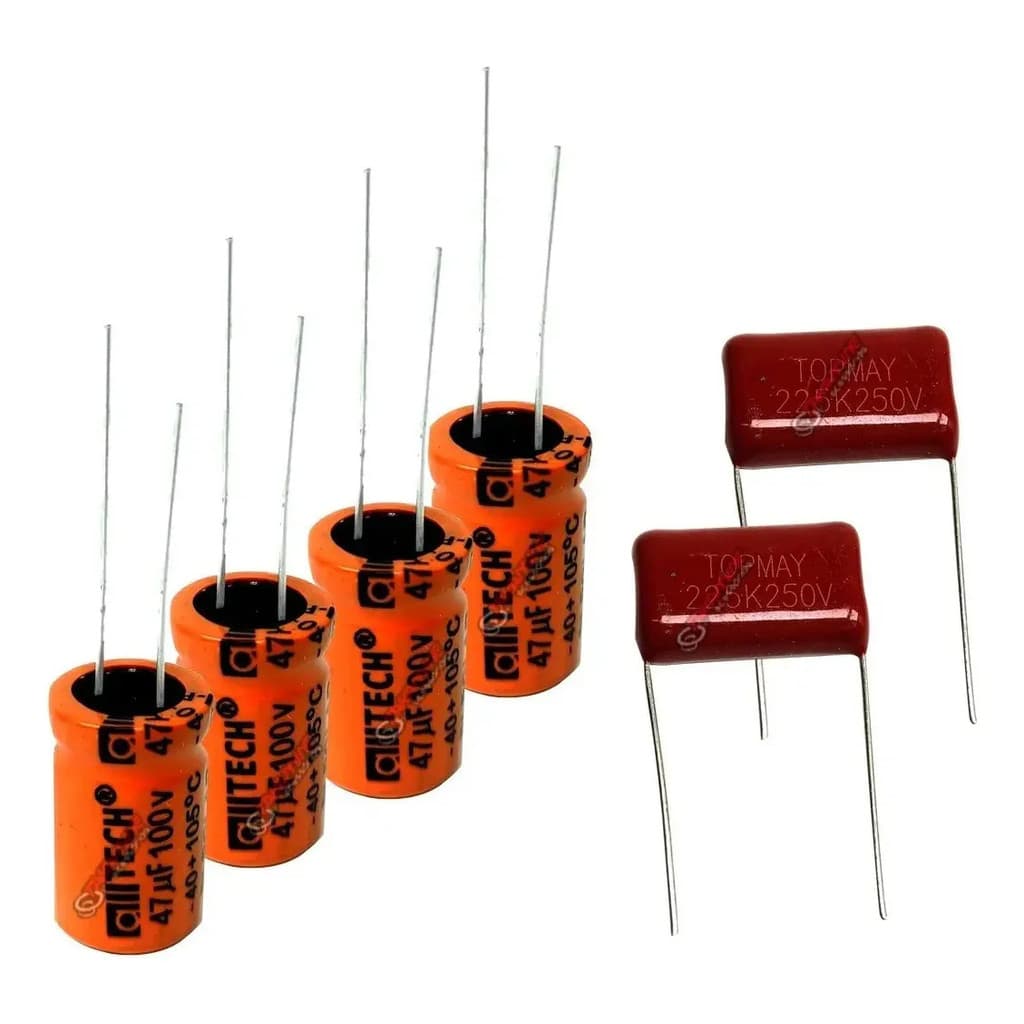 4 Capacitor Corneta 47x100 + 2 Capacitor Sup Tweeter 2m2x250