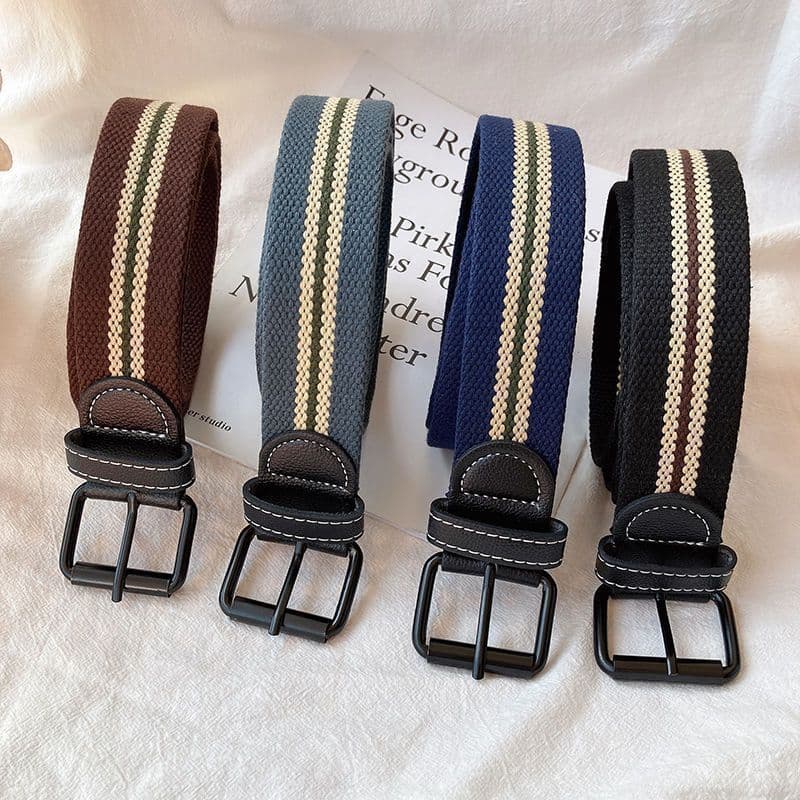 Cinto de lona sem perfuração unissex poroso Casual Workwear Retro cinto estudante treinamento militar Jeans cinto