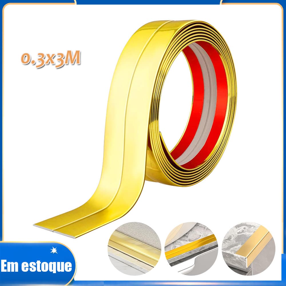 0.3x3 metros Protetores de Canto Protetor de Quina para Móveis Mesa e Bancada Dourado