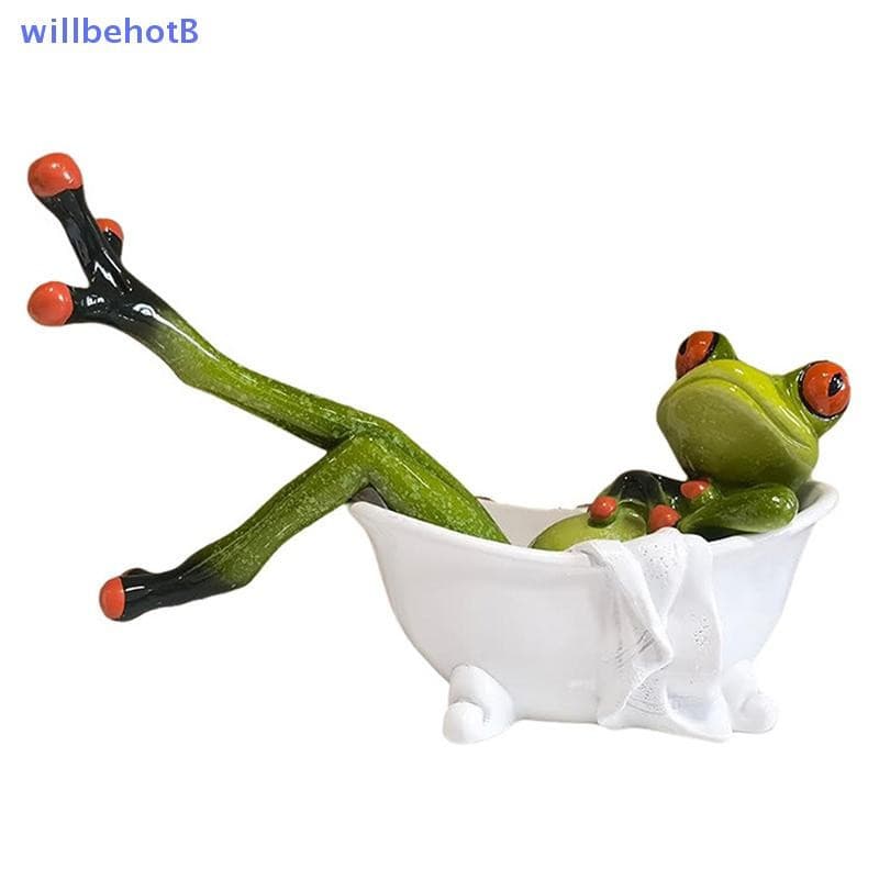 [WillbehotB] Escultura De Sapo Criativa Estátua 3D Bathe Pose Ornamento Presente Para Jardim Pátio Interior Quarto Decor