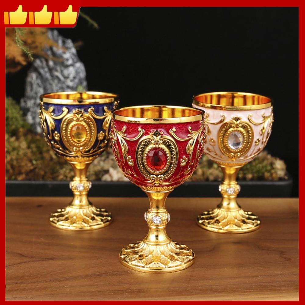 Cálice Ornamentado De Esmalte E Strass , Copo De Vinho Banhado A Ouro Para Festas Temáticas Medievais , Cosplay Presente