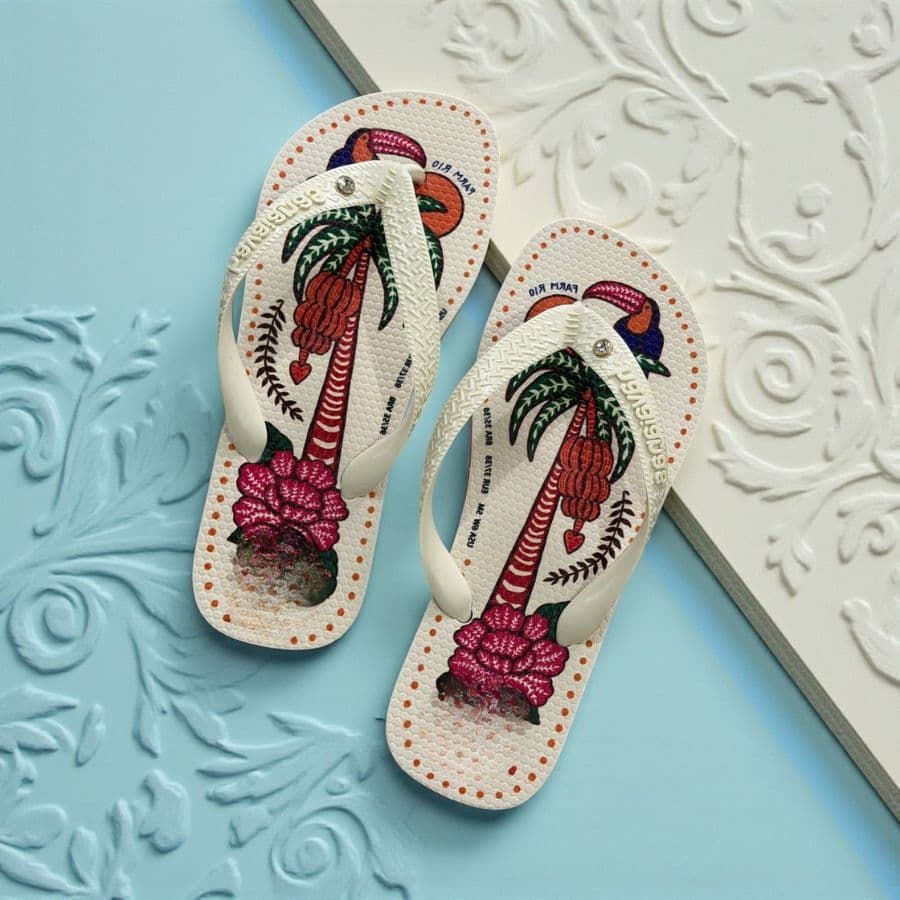 Sandália Chinelo de tira feminino moda tropical com estilo moderno solado flexível para passeios ao ar livre PN
