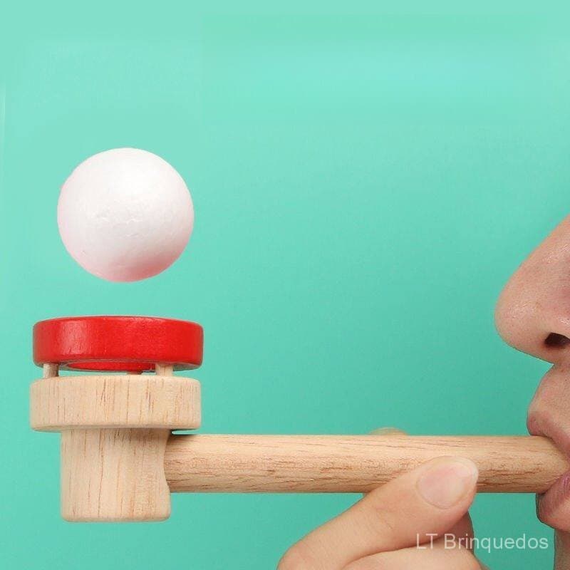 Exercício de sopro com bola suspensa para os músculos orais, treinamento respiratório, capacidade pulmonar, treinamento