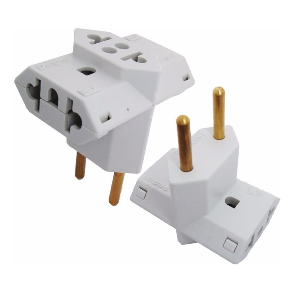 kit 5 Adaptador Tomada Padrão Novo Antigo Benjamin T 10/20 Amperes Produto a Pronta Entrega