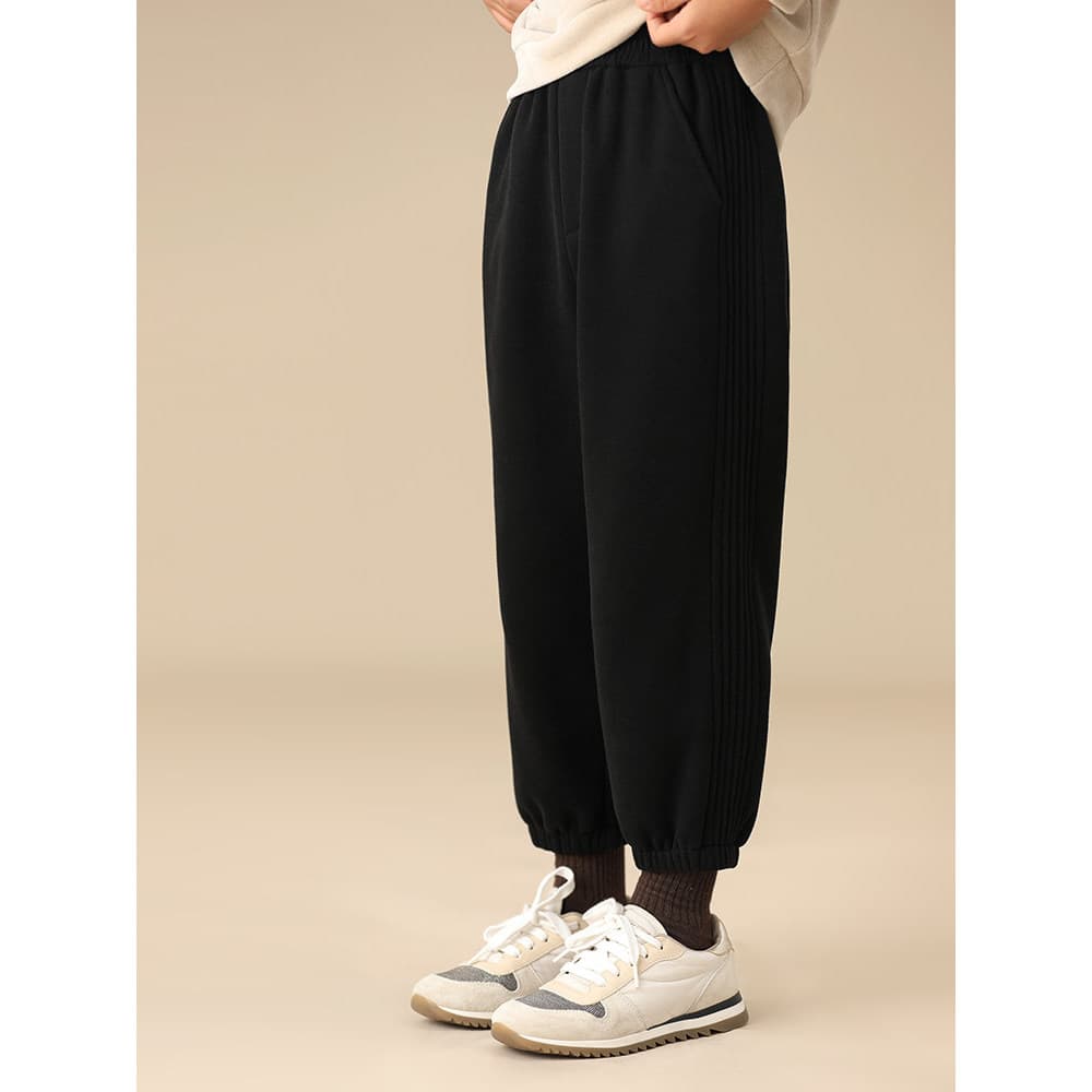 Haya roupas infantis de inverno calças casuais pretas cintura elástica velo quente espartilho meninos meninas calças esp