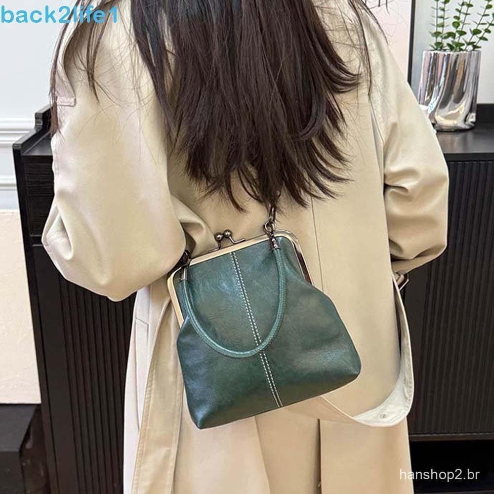 BACK2LIFE1 Bolsa De Ombro Kiss Lock , Crossbody De Couro PU De Cor Sólida Estilo Chinês , Grande Capacidade