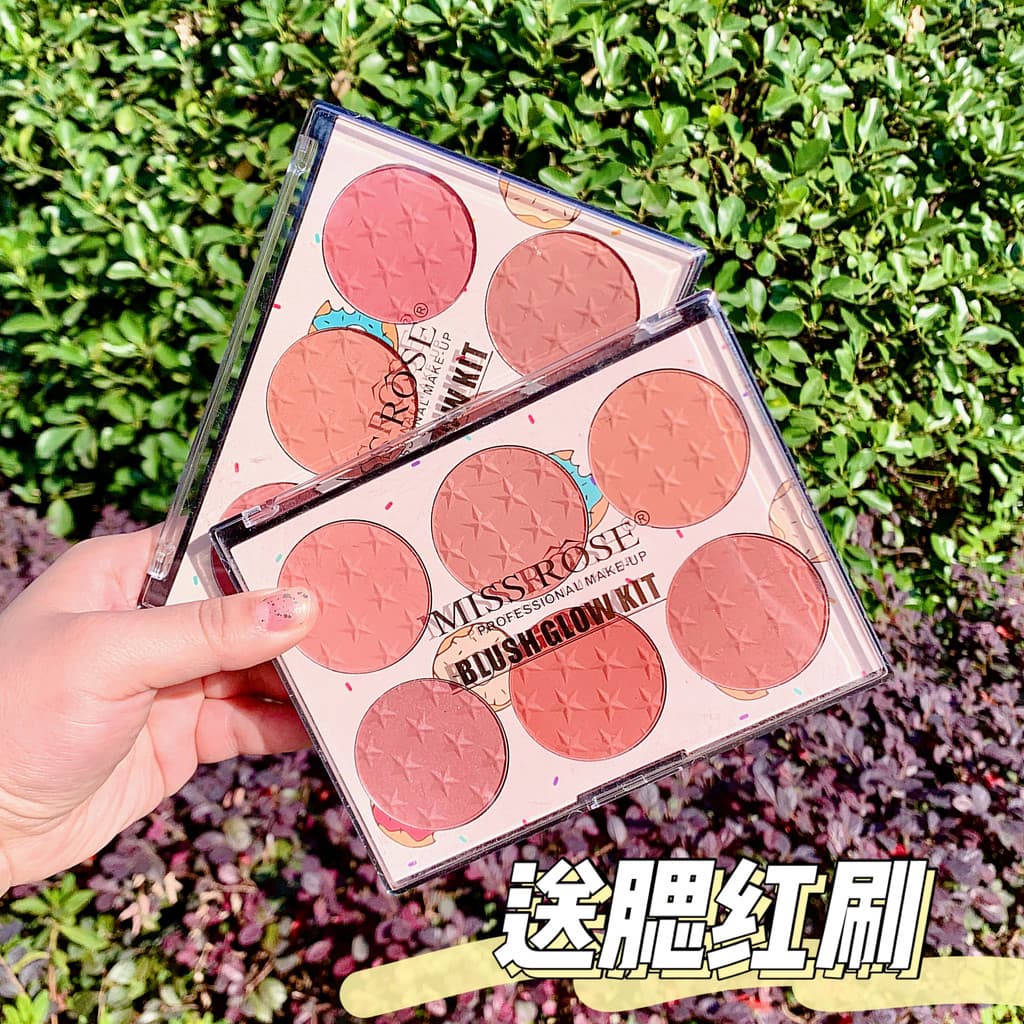Xiaohongshu Produtos acessíveis Genuíno MISS ROSE Seis cores Nude Maquiagem Blush Rouge Paleta Contorno Um Iniciante