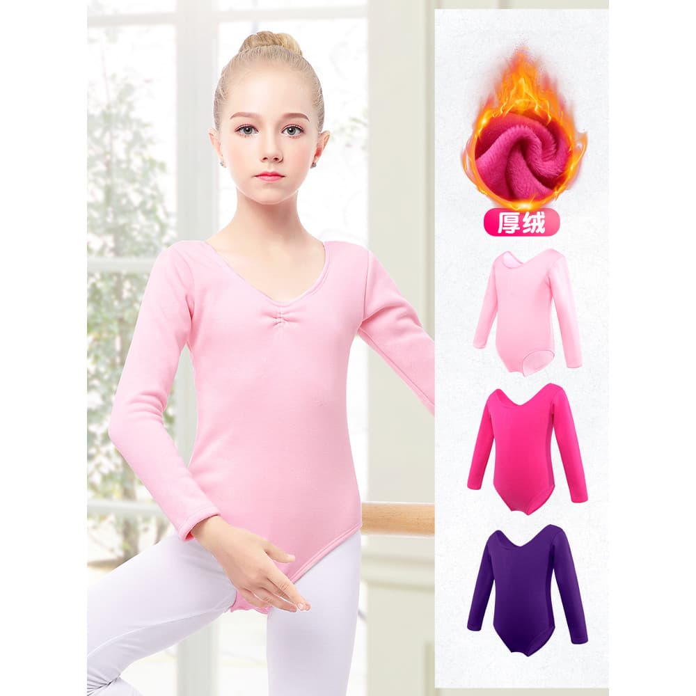 Roupas de dança crianças roupas de prática feminina outono inverno forro de lã engrossado roupas de dança meninas de man