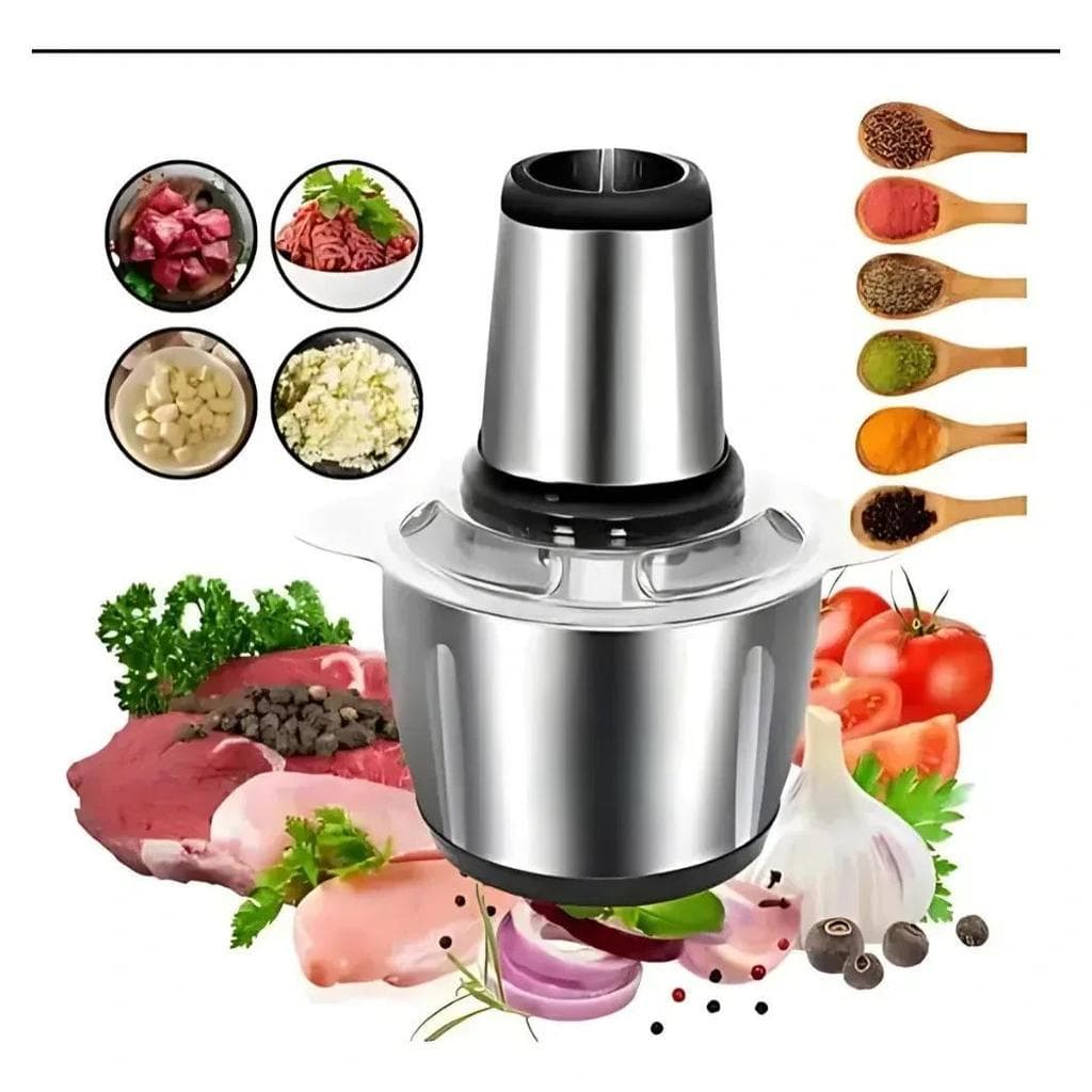 2L Moedor elétrico de alimentos Picador de carne Processador multifuncional de vegetais Aço inoxidável