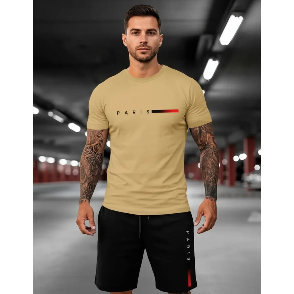 Conjunto Bermuda Moletom E Camiseta Algodão Paris