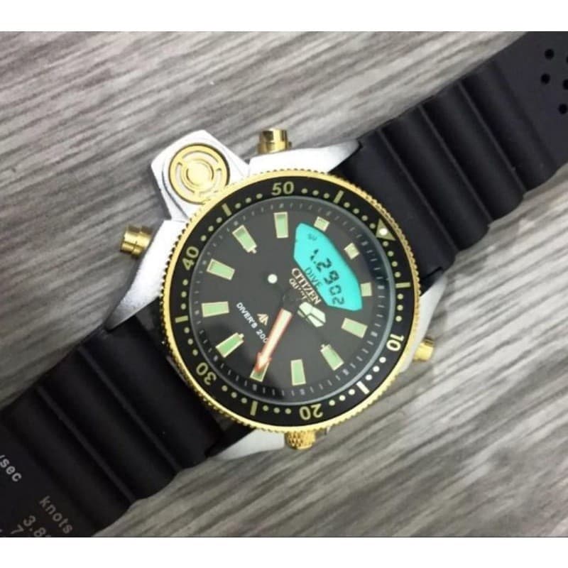 relógio masculino citzen Aqualand série ouro pulseira de borracha caixa da marca
