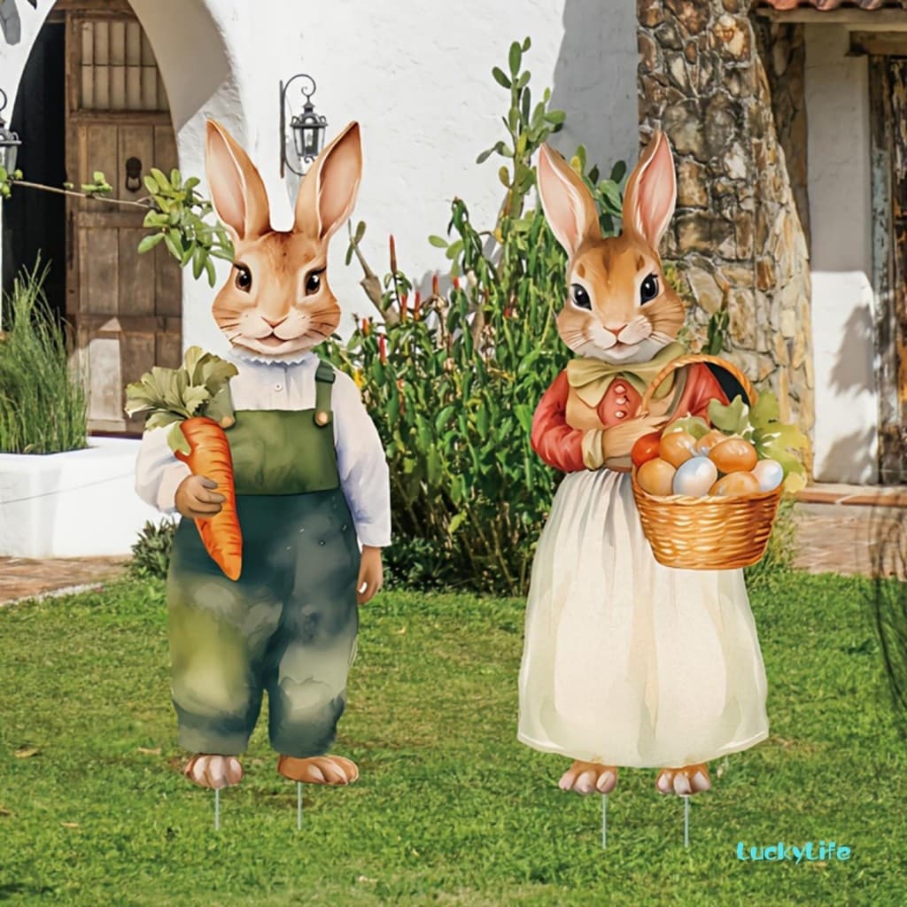 2 Pçs Coelhinho Da Páscoa Pátio Sinais Criativo Simulado Em Forma De Coelho Estacas Decoração Para Festa Gramado Quintal