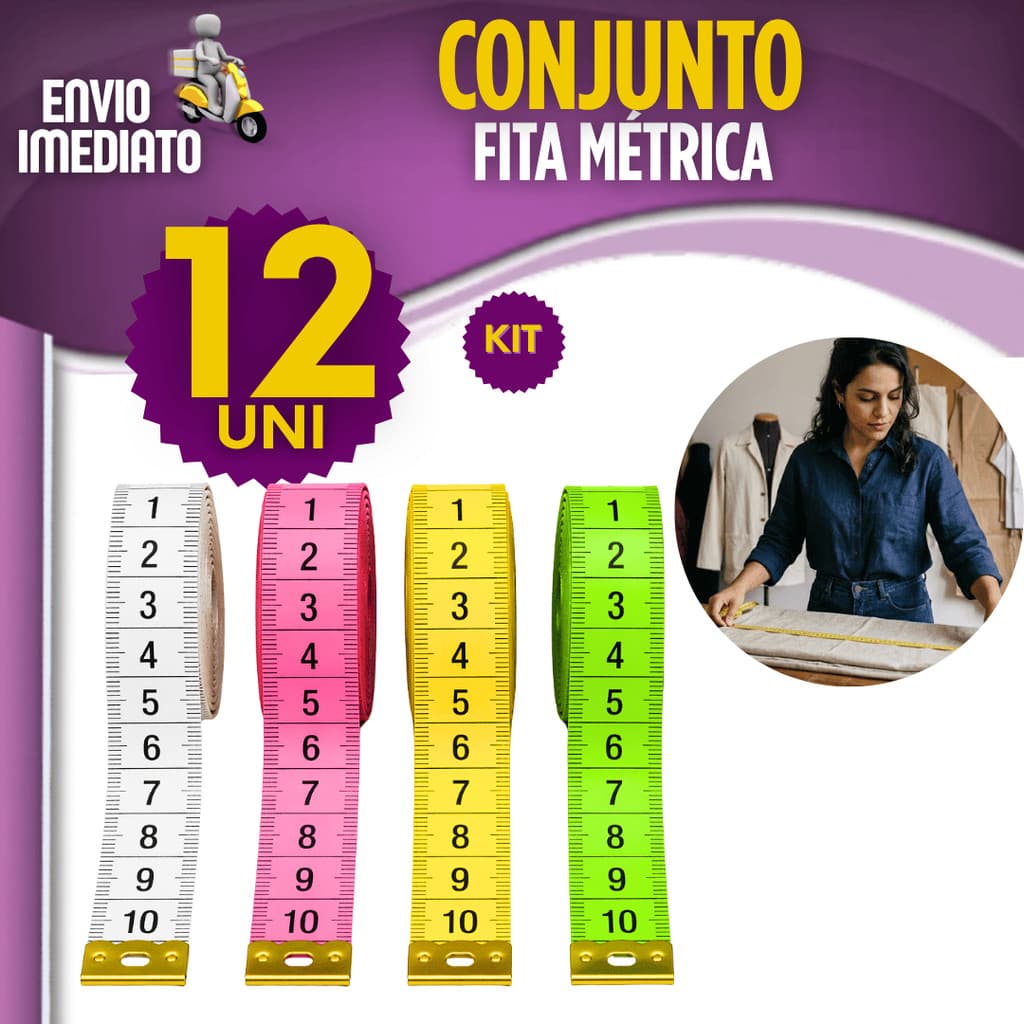 Fita Métrica 3/6/9/12 Peças Multiuso 150cm Dupla Face Medidas do Corpo Academia Costura Artesanato