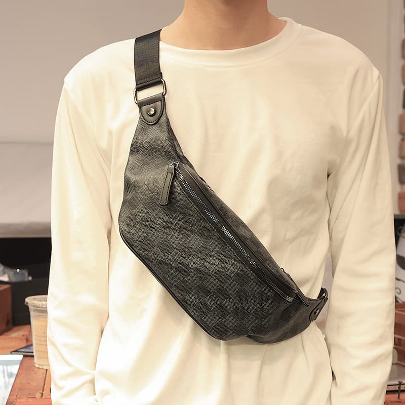Novo estilo masculino xadrez saco de peito multifuncional saco de cintura All-Match saco do mensageiro saco do telefone