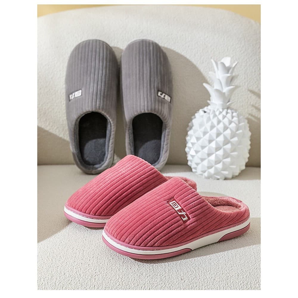 Puxar para trás chinelos de algodão outono inverno masculino sola macia Anti-deslizamento quente casa casal chinelos de