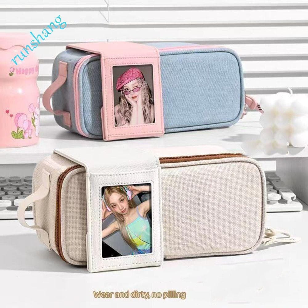 RUNSHANG Estojo De Lápis De Grande Capacidade , Bolsa De Papelaria De Cor Sólida Da Moda Coreana , Design De Simplicidad