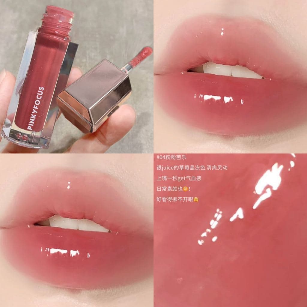 Danren Loves Crazy ~ Zhencai Light Translúcido Lip Gloss Hidratante Água Gloss Dudu Lip Mirror Lip Glaze PINKYFOCUS