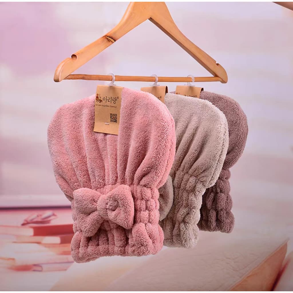 Touca de secagem de cabelo coreana aring absorvente Coral velo cabelo de secagem rápida lenço de banho engrossado toalha