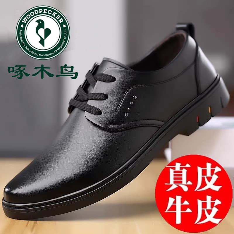 Woodpecker sapatos masculinos sapatos de couro versão coreana couro genuíno negócios sapatos casuais masculinos de lã sa