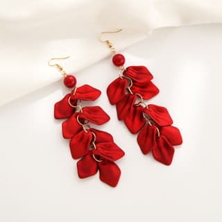 Brincos De Franja Floral Vermelha Pinkdudu Strass Brilhantes Com Design De Pétala E Borla OG009