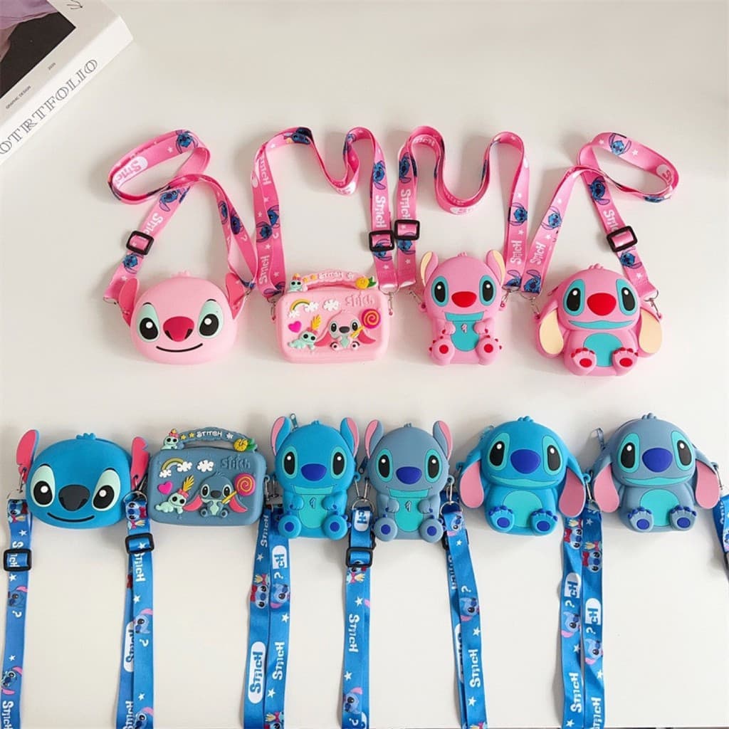Lilo & Stitch Bolsa De Silicone Anime Crianças Bonito Mini Crossbody Chave Ombro