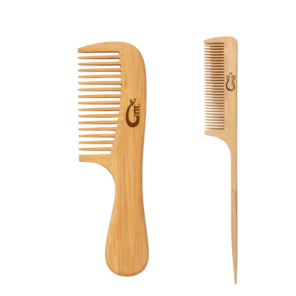 Kit 2 Pente de Madeira Bambu Antiestático Barba e Cabelo Masculino Feminino Durável
