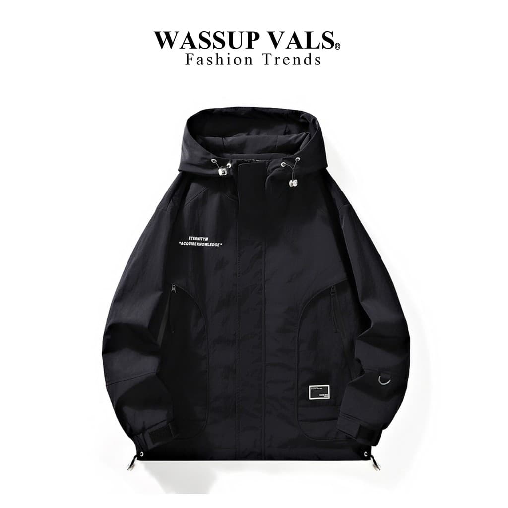WASSUP VALS Jaqueta Masculina Primavera Outono Novo Estilo Street Wear Jaqueta Com Capuz Estilo Casal Roupas Top