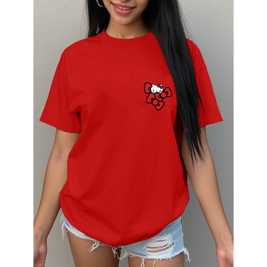 Camiseta Feminina 100% Algodão Estampada Personagem Anime Fofo Casual Estilosa