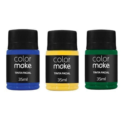 Kit Tinta Líquida Colormake Copa do Mundo Brasil Premium varias cores (Verde/Amarelo/Azul/Branco)