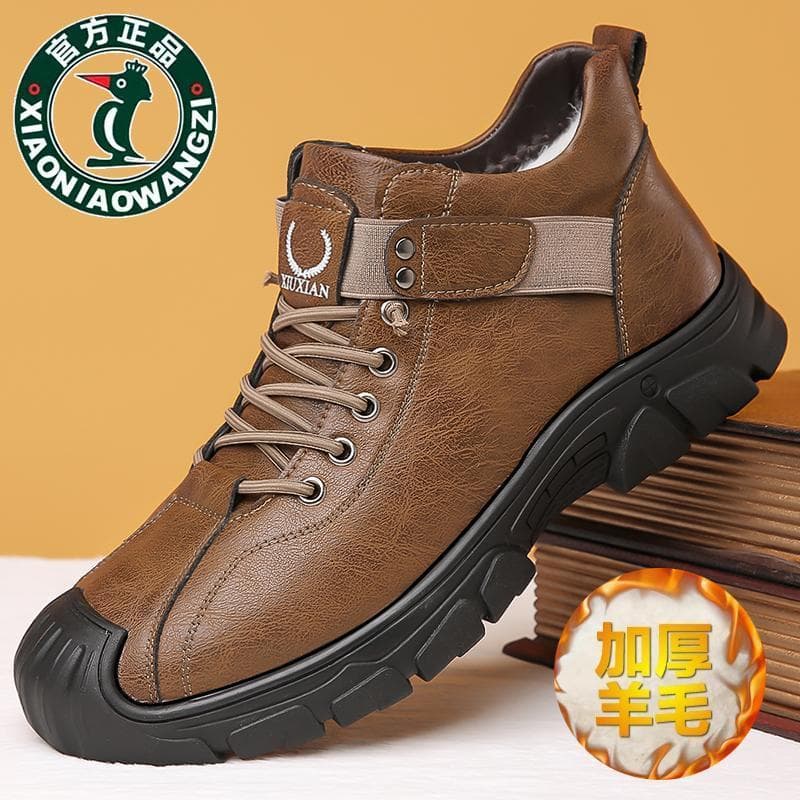 100% couro completo Allen pica-pau couro genuíno botas de neve quentes de alta qualidade sapatos casuais de couro sapato