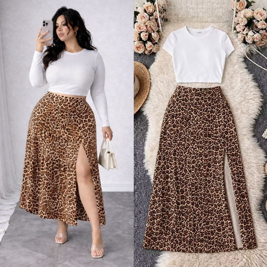 Saia de Estampada Animal Print Viscoscolinho