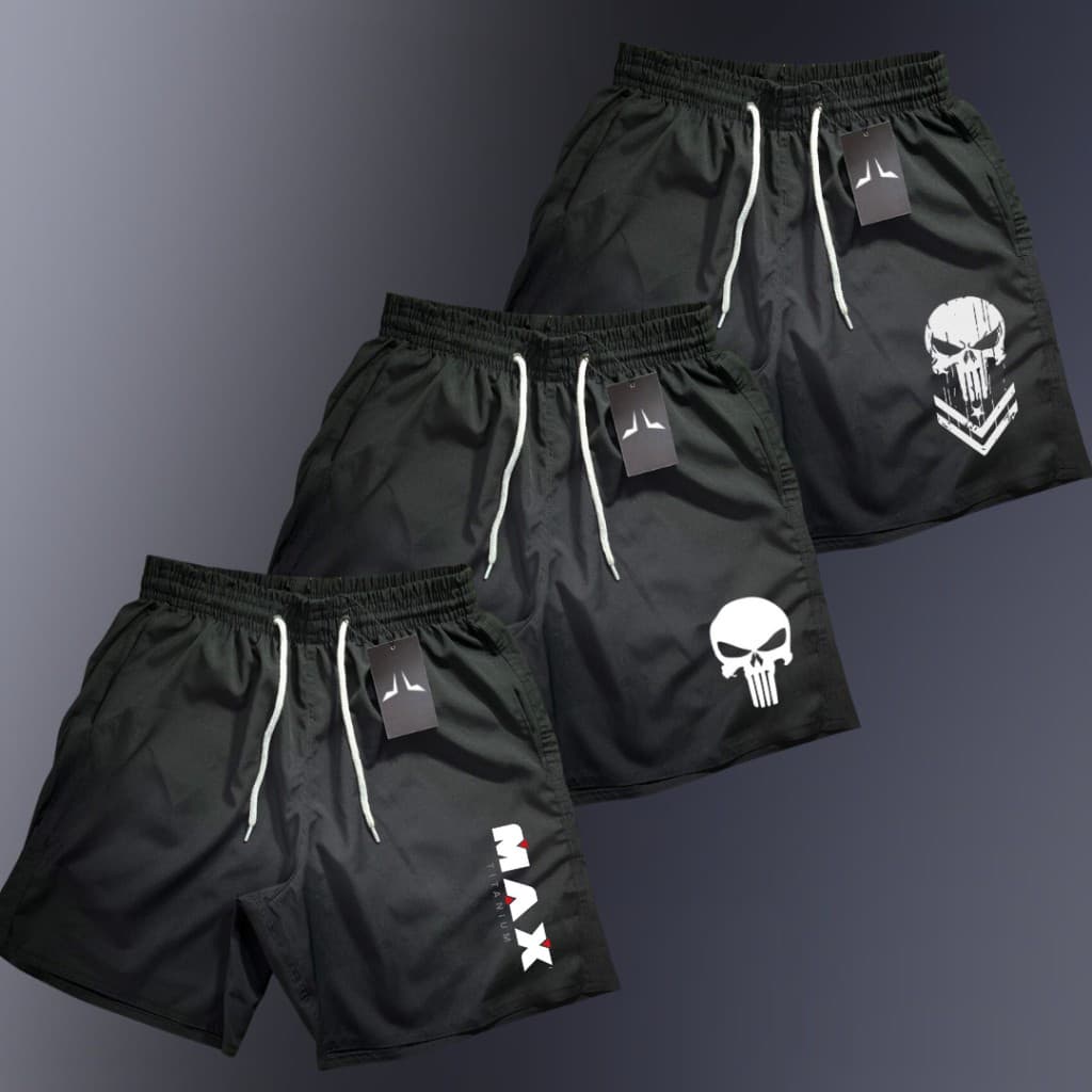 3 Shorts TACTEL Masculino MIX JUSTIC Bermuda Premium Academia Praia Corrida