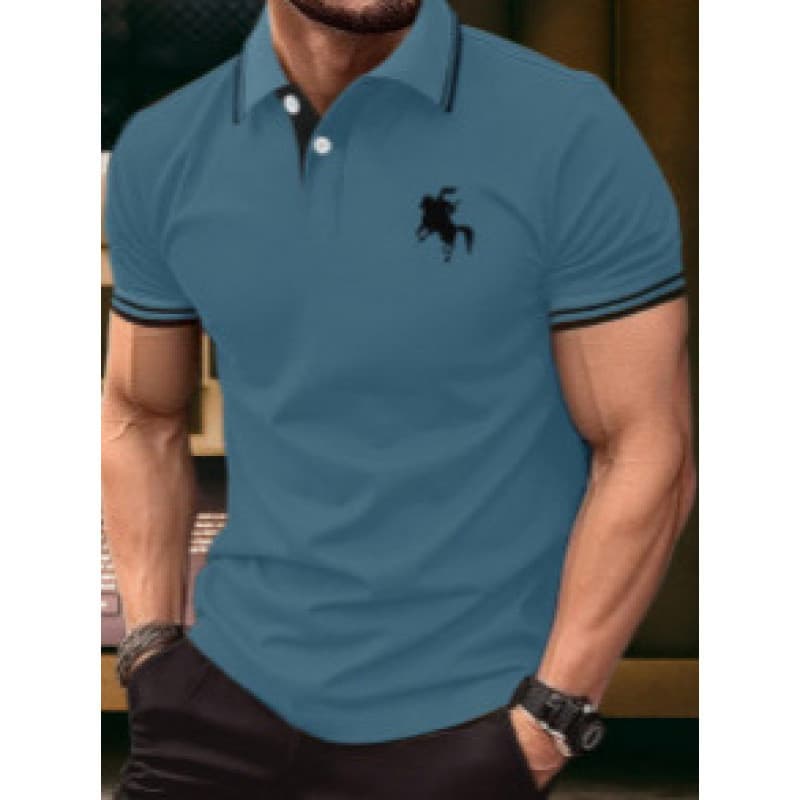 Camisa Polo Manga Curta Malha Lapela Camiseta Masculina