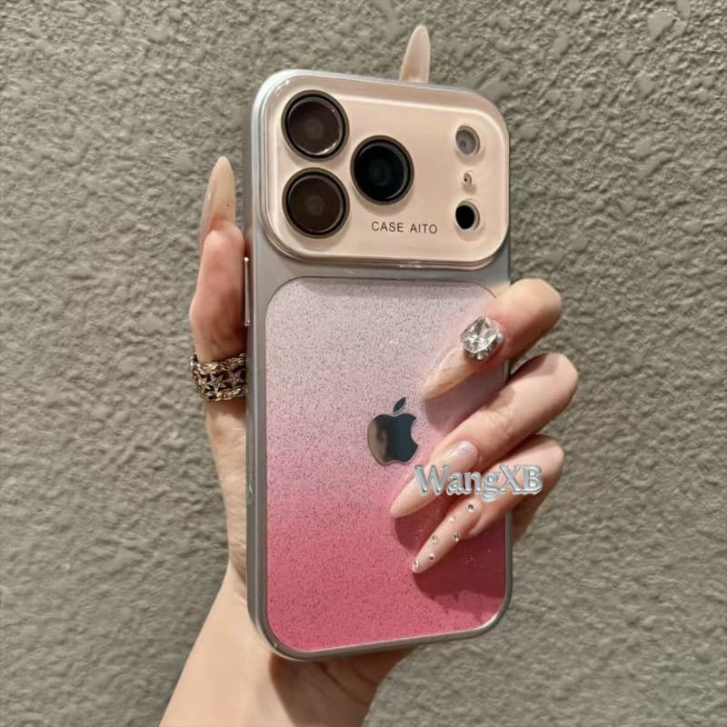 Capa De Telefone Feminina Em Pó Brilhante Gradiente De Alta Qualidade É Adequada Para iPhone 17, 16, 15, 13, 14 Pro Max