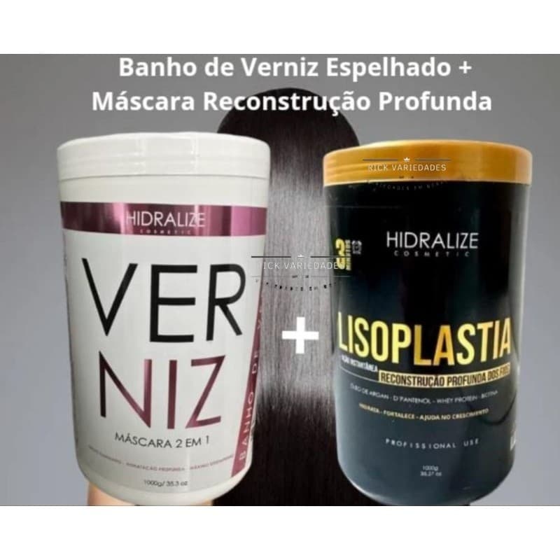 Máscara Banho de Verniz Hidralize + Máscara Reconstrução Profunda Hidralize 1kg